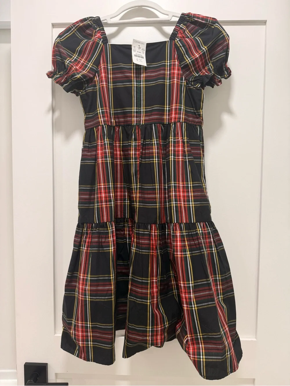 NWT Crewcuts Black and Red Plaid Tiered Dress
